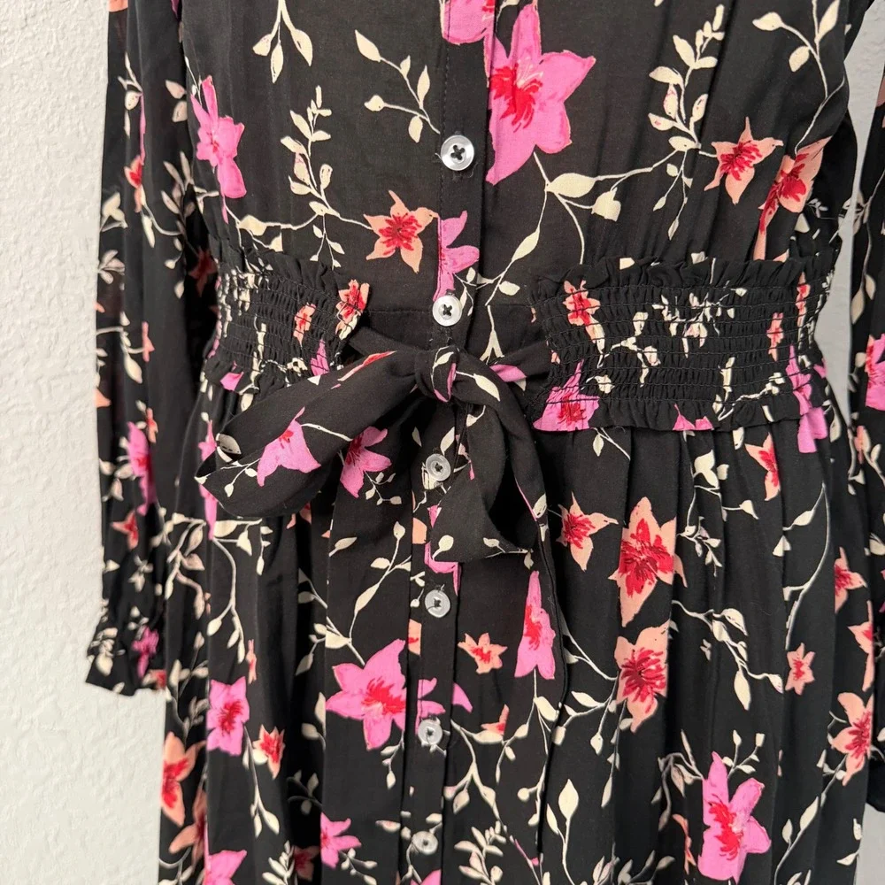 Free People Lighten Up Black‎ Pink Floral Dress